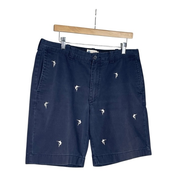 J. Crew Factory Navy Shark Print Shorts 36 - Picture 3 of 5
